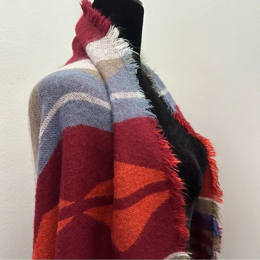 Southwestern Multicolored Cozy Wrap, Geometric Design, Perfect for Cool Nights
